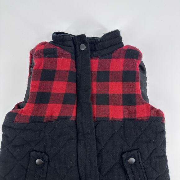 Tommy Bahama Buffalo Check Plaid Toddler Vest Red Black Zip Snap Boys 2T - Picture 2 of 7